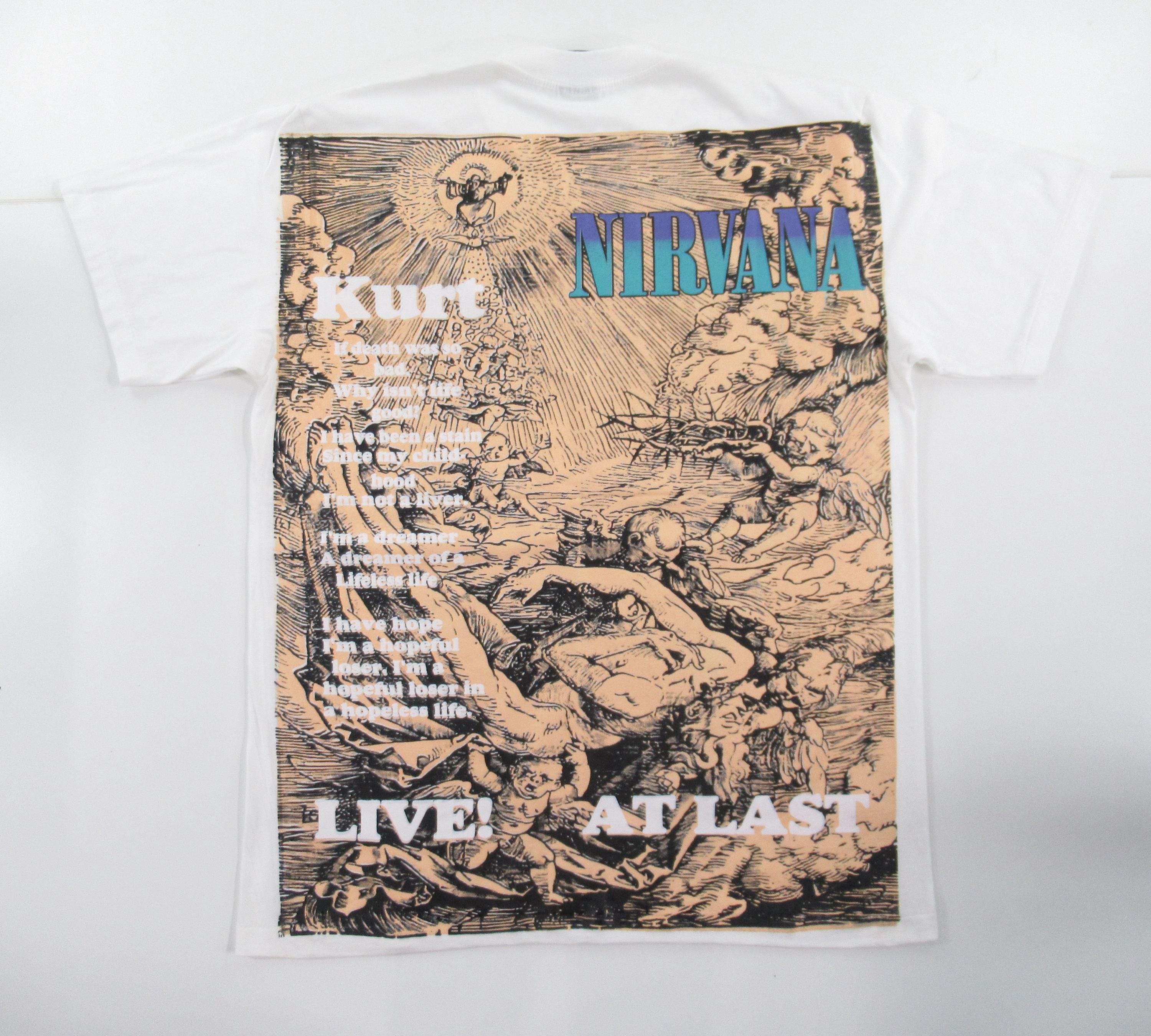 Kurt Cobain Nirvana Live at Last All Over Print T-shirt Size XL