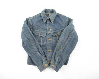 Vtg 60s 70s Lee Riders 101-J Sanforized Denim Trucker Jean Jacket