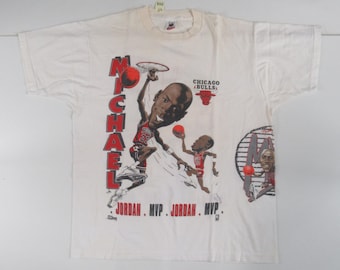 Vtg 1991 NBA Michael Jordan MVP Chicago Bull Wrap Around Single Stitch Tee XL #VT348