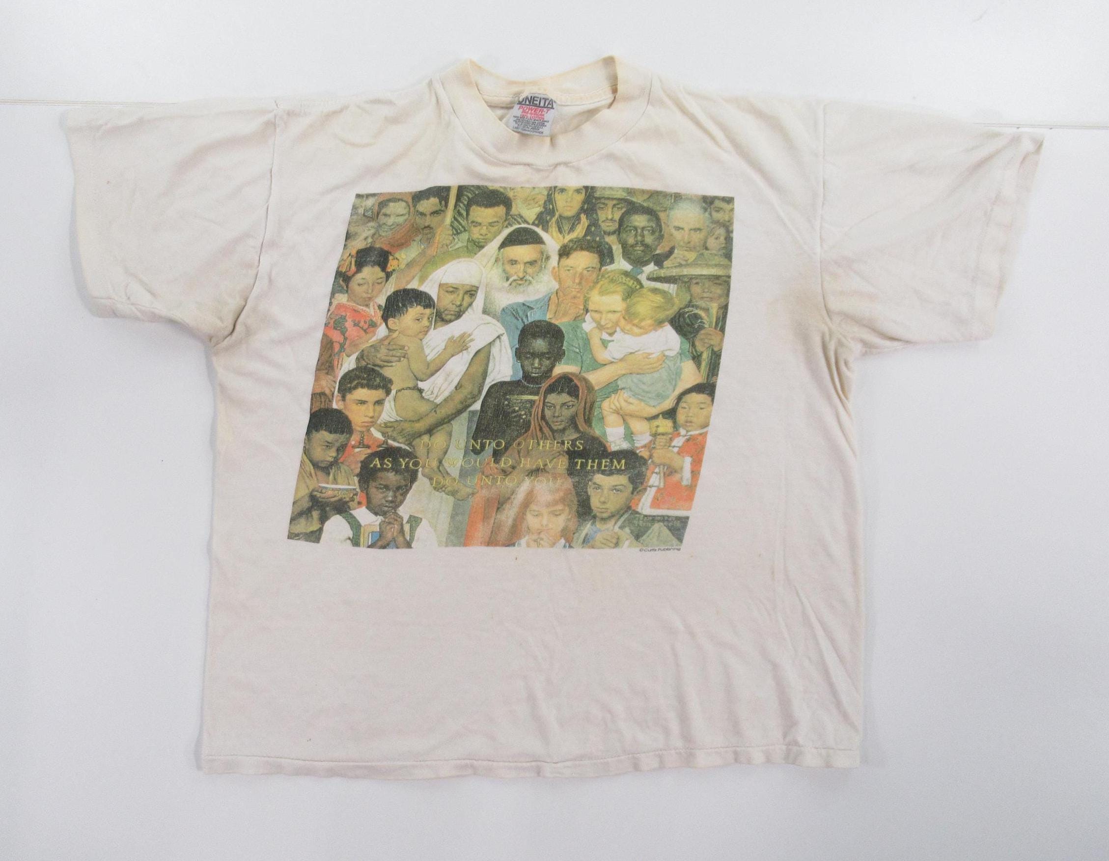Vintage ONEITA Curtis Publishing Norman Rockwell Golden Rule Size 