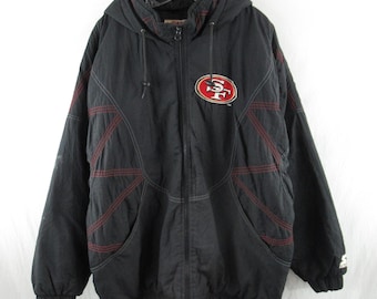 Vtg 90s Starter San Francisco 49ers Parka Jacket Red XL Full Zip