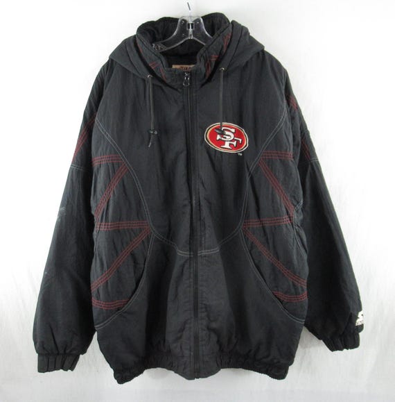 VTG 90s NFL San Francisco 49ers Stadium Blackout Hooded Full Zip  
