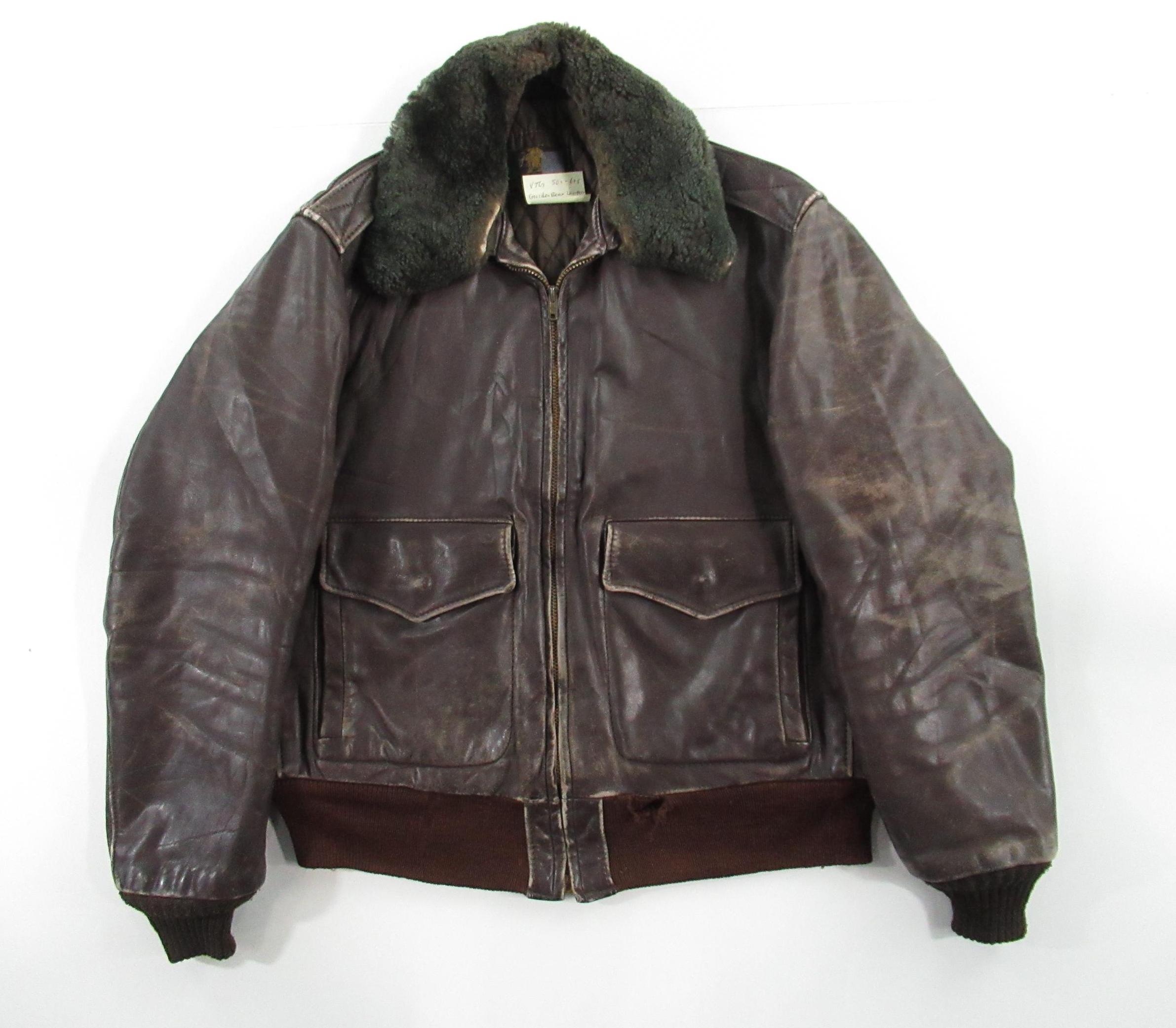 VTG 50s 60s Golden Bear Leather Bomber Flight Jacket Talon Zipper