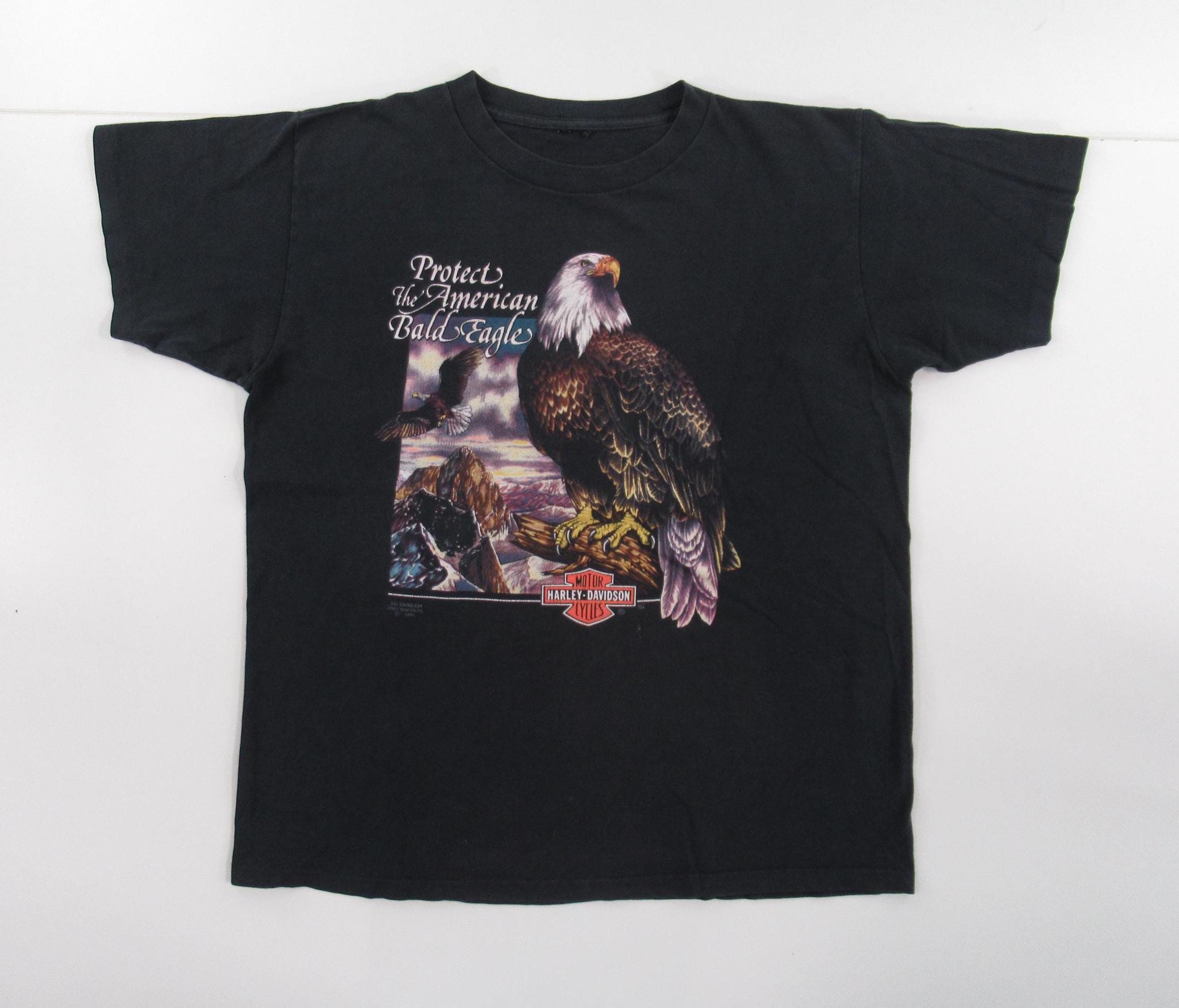VTG 3D EMBLEM 1991 Harley Davidson Protect the Bald Eagles Single 