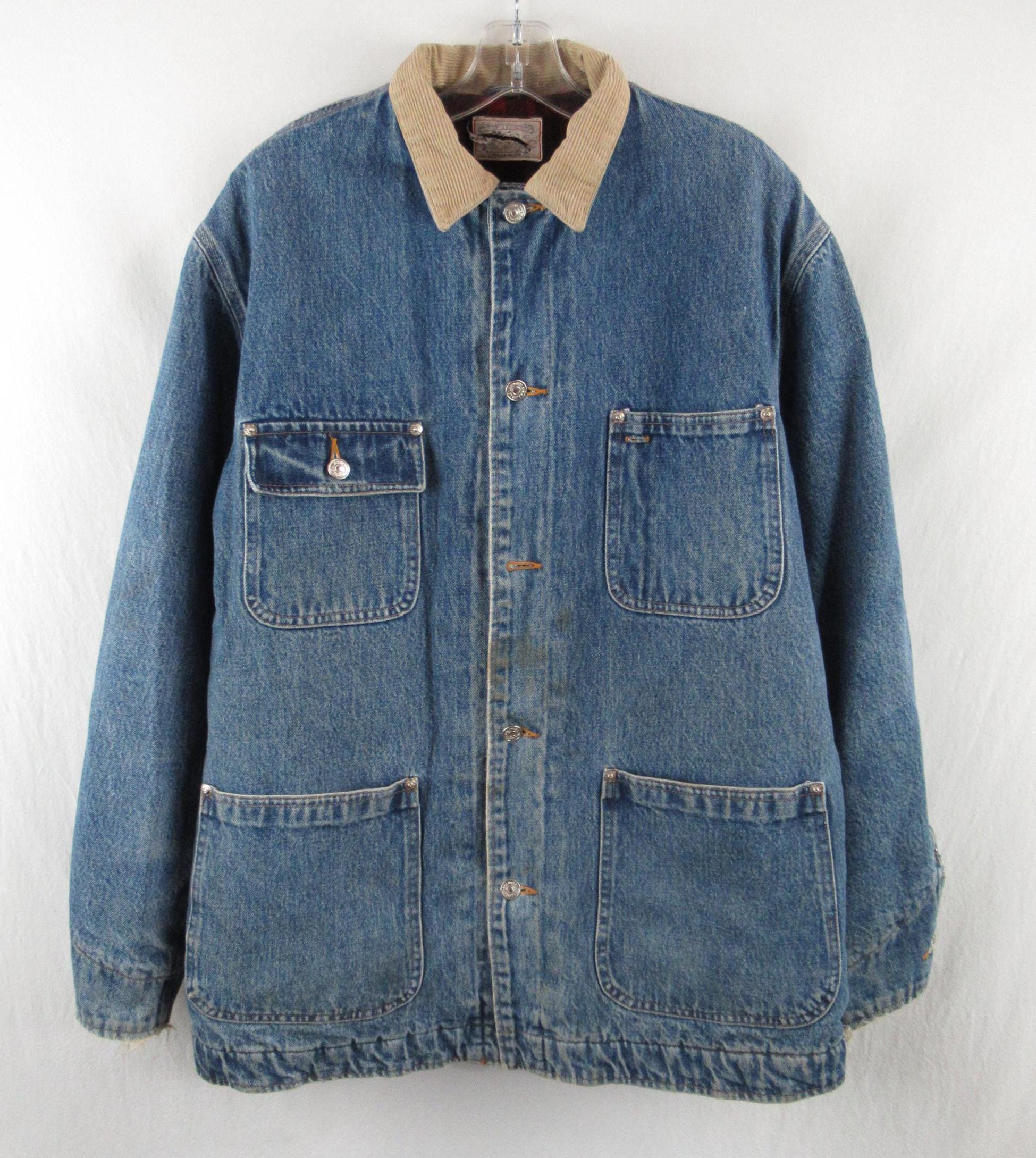 Vintage 80s 90s Polo Ralph Lauren Denim Blanket Lined Chore Jacket