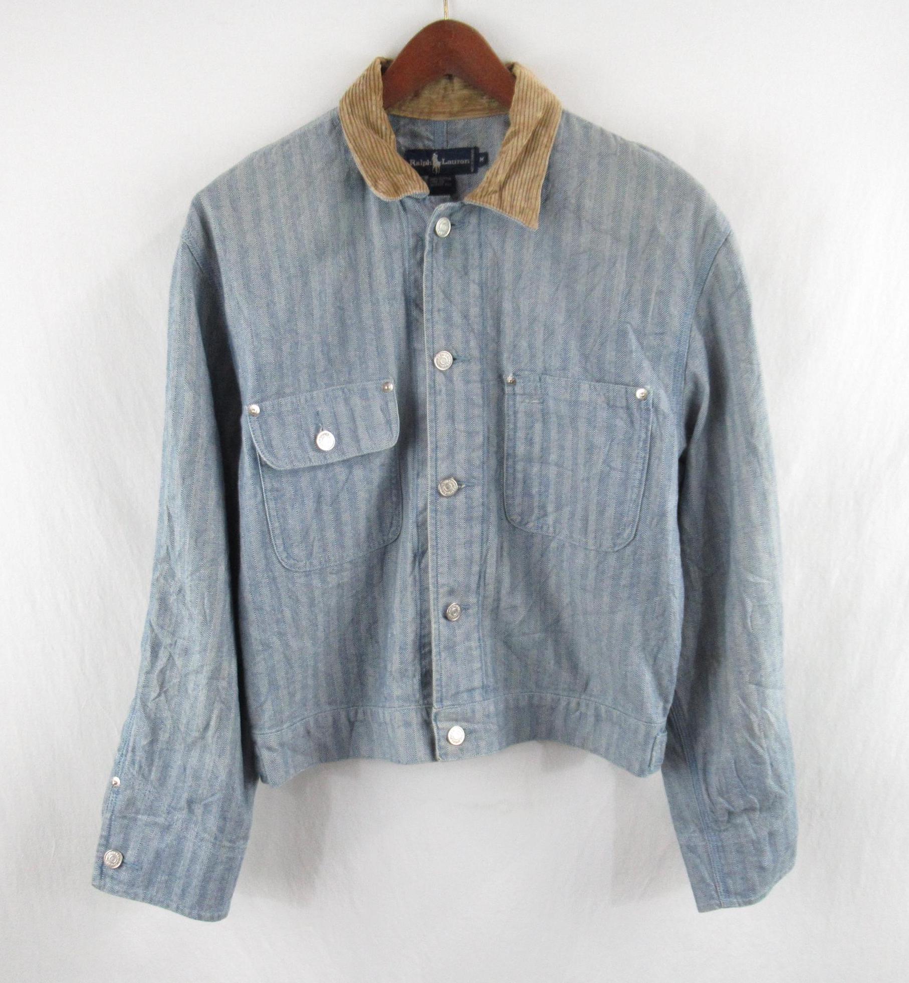 80-90s Ralph Lauren　Herringbone Jacket VTG 80s 90s Ralph Lauren Men's Herringbone Denim Jacket