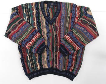 Vintage 90s Cotton Traders Sweater Mens XXLT Colorful Coogi Style
