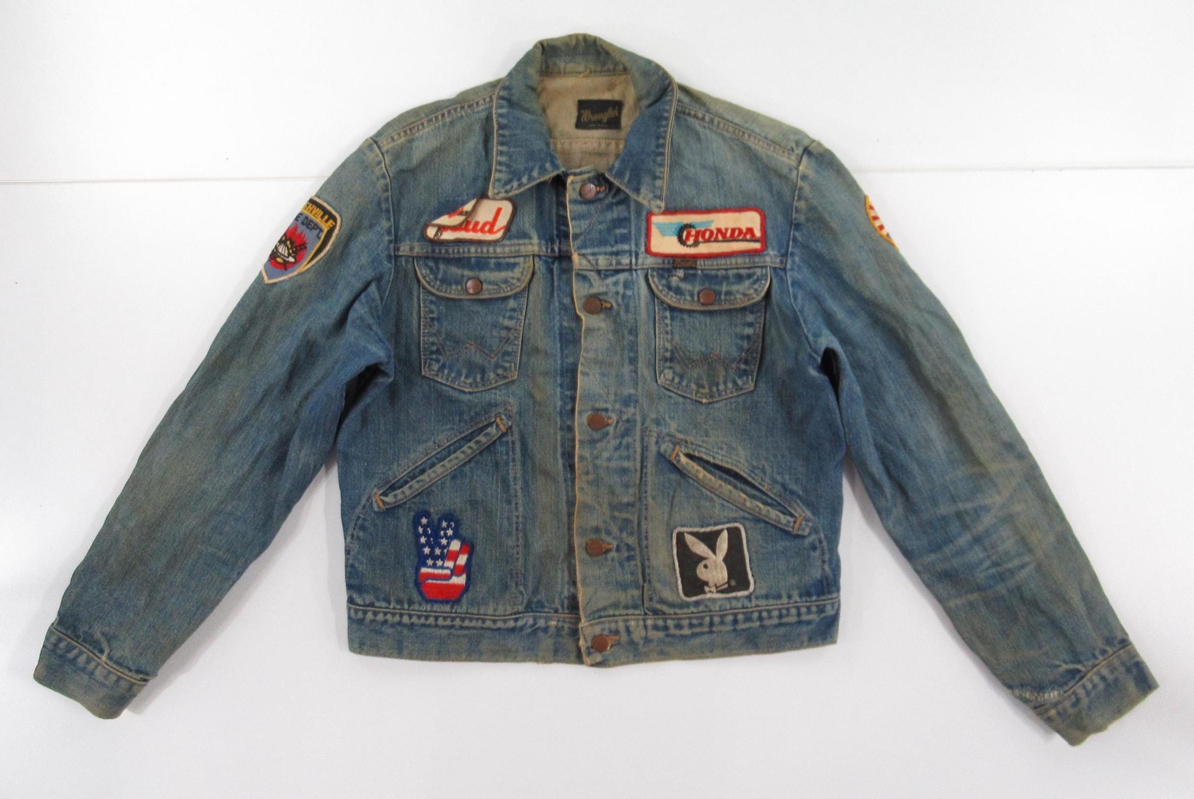 60s Wrangler vintage jacket サイズ42 Vintage 60s Wrangler Distressed Denim Jacket Size #VT363 - Etsy