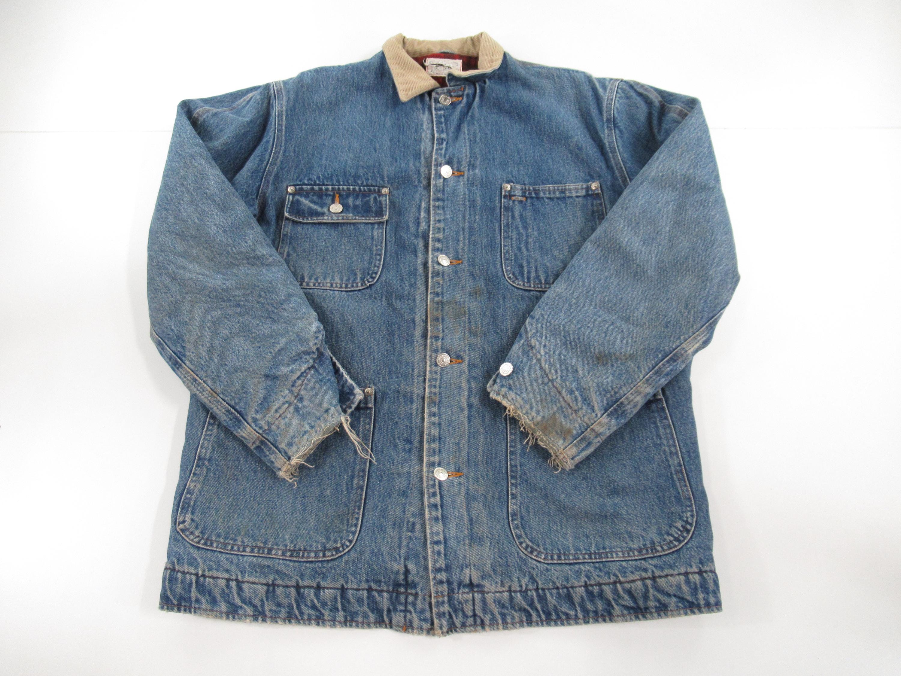 Vintage 80s 90s Polo Ralph Lauren Denim Blanket Lined Chore Jacket