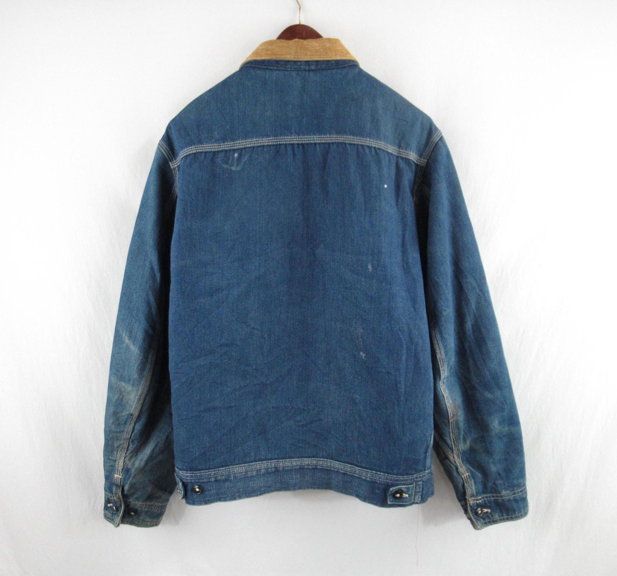 Vintage 50s Lee Men's Sanporized Full Zip Quilted Lined Denim