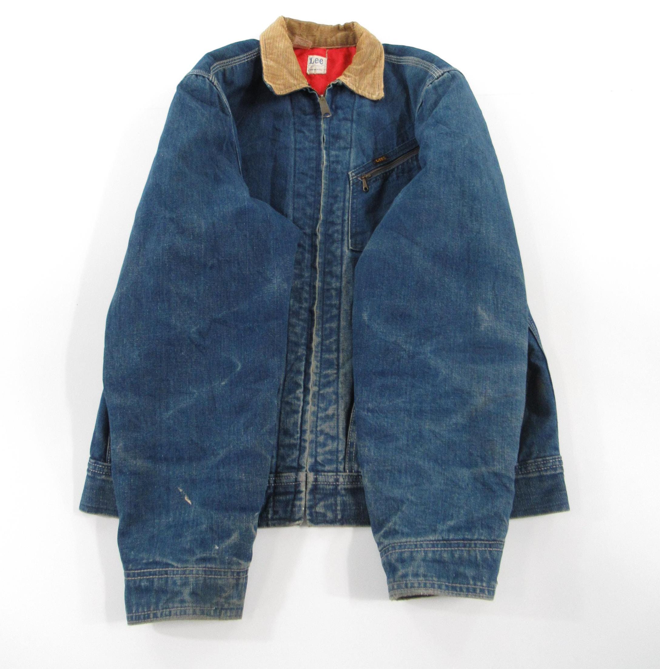 Vintage 50s Lee Men's Sanporized Full Zip Quilted Lined Denim