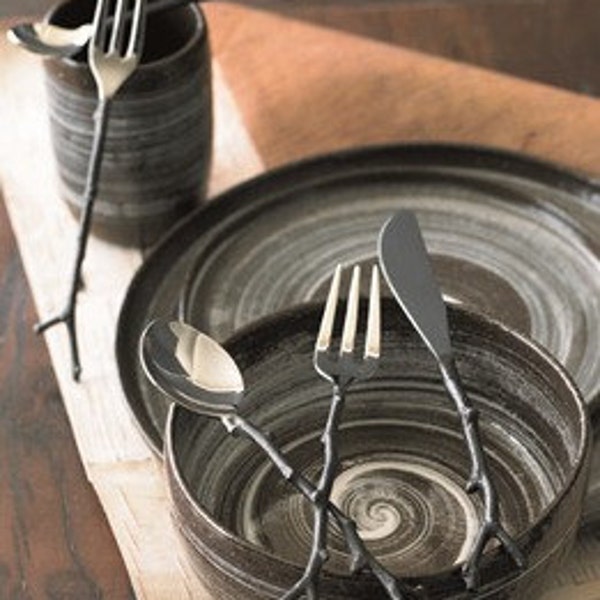 ROOST Bronze Sapling Flatware Set of Four 5-Piece Place Settings