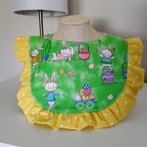 Ruffled Baby Bib: Reversible Cotton Easter Print