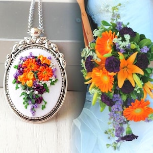 Personalized 4th Anniversary Gift, Linen Flower Necklace, Custom Wedding Anniversary Jewelry for Wife, Unique Gift for Her