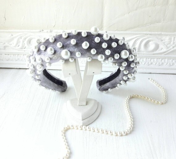 Wide Pearl Velvet Hair Bands For Wedding Guest Spanish Etsy