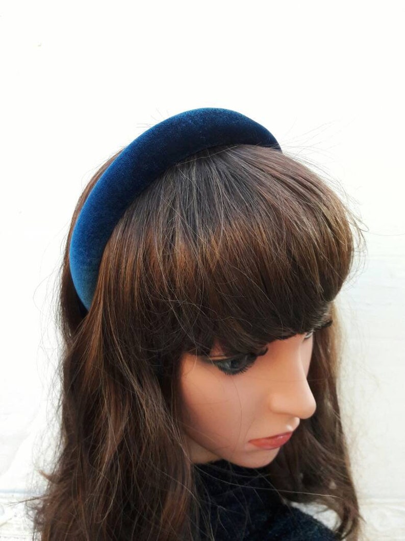 Dark blue soft velvet padded headband Ladies headbands Classic Etsy