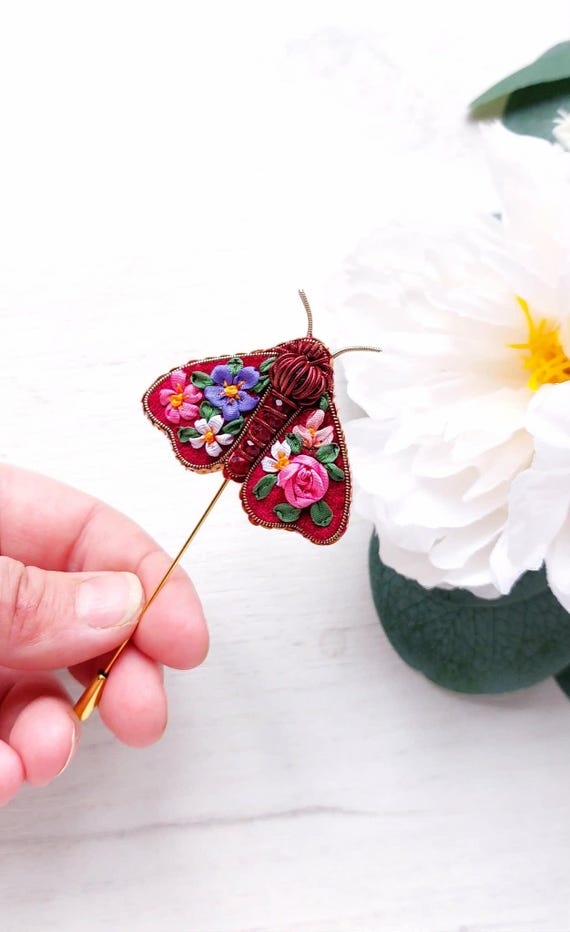 Miniature Butterfly Lapel Pin Moth Brooch Gothic Cottagecore Wedding Hat Accessory Women Gift
