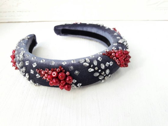 Wedding Guest Hair Accessories Embroidered Rustic Headband Etsy