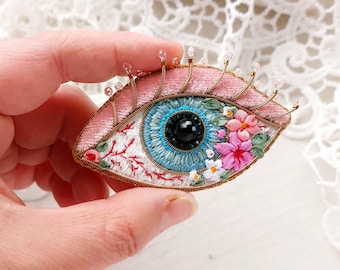 Floral Evil Eye Brooch Anatomy Jewelry Surreal Botanical Lapel Pin Art Lover Gift
