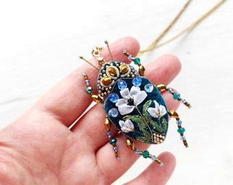 Teal Beetle Pendant Necklace Entomology Gift Insect Nature Jewelry