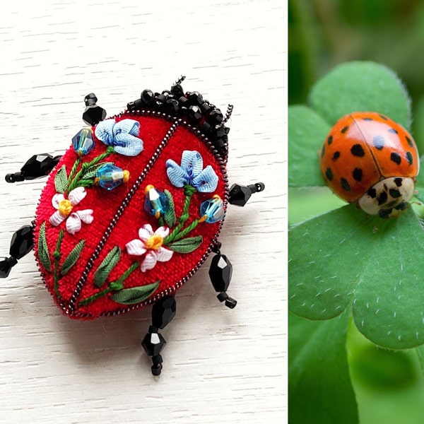 Lady bug brooch for women Insect jewelry pin Beetle brooch Bug jewelry for mom Birthday gift for wife
