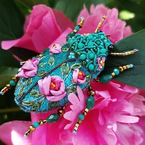 Turquoise Beetle brooch Entomology bug gift for her Green Stag Beetle pin 30th gift for sister Art brooch Animal Nature boho jewelry