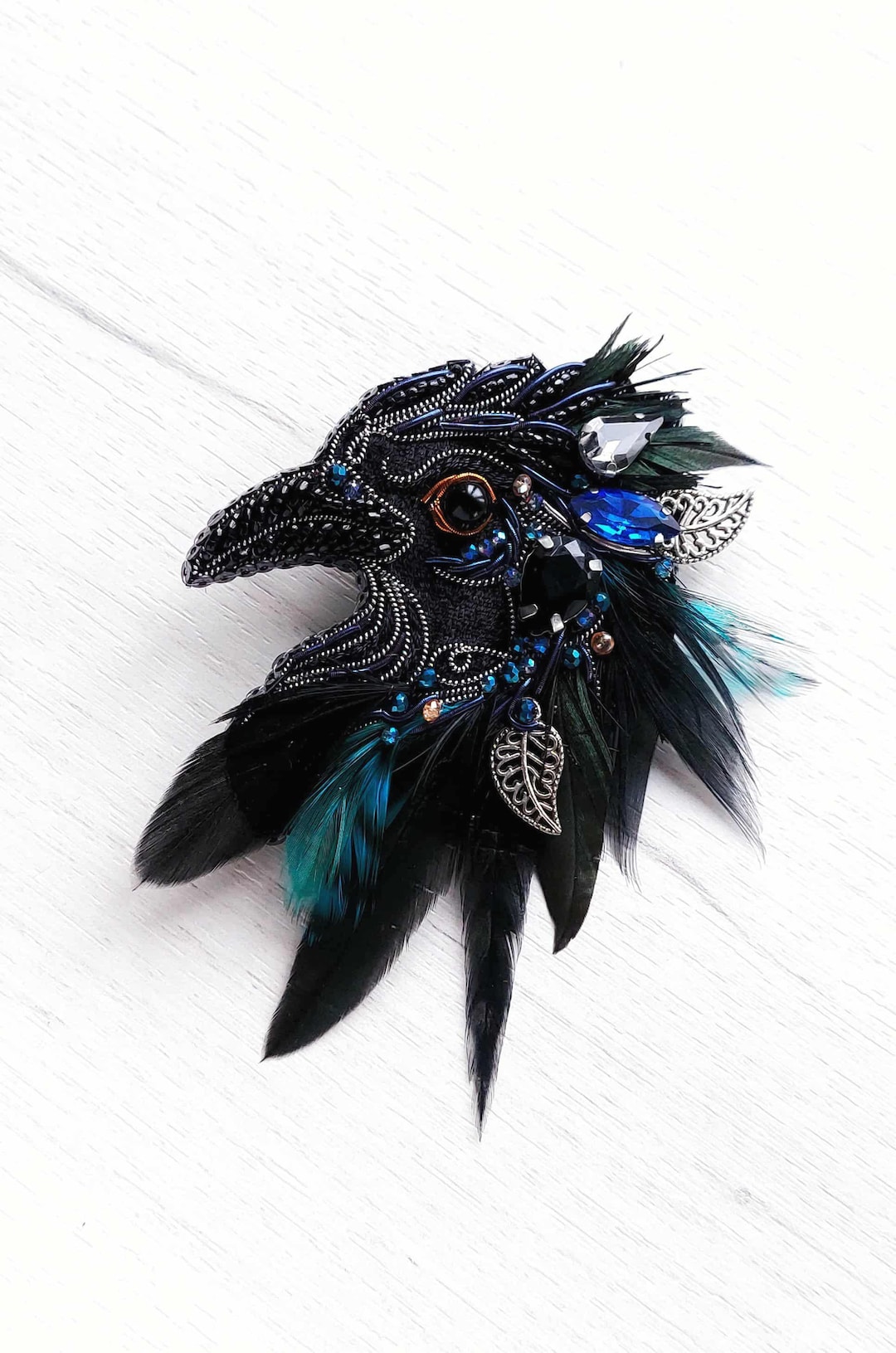 Black Raven Brooch Dark Bird Pin Gothic Jewelry Halloween Accessory ...