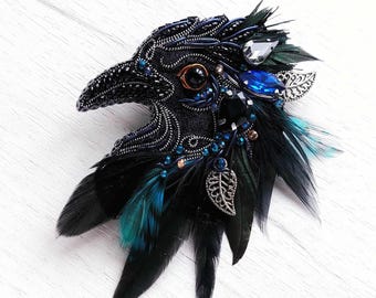 Raven Brooch Gothic Crow Pin Dark Witch Halloween Gift