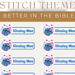 Etiqueta impermeable para el regreso a clases de Lilo y Stitch, etiqueta para guardería, apta para lavavajillas, juego de 28, etiqueta personalizada