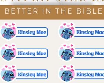 Waterproof Lilo and Stitch Back to School Name Label, Daycare Label, Dishwasher Safe, Set of 28, Custom Label