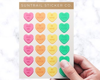 Conversation Heart Sticker Sheet, February Planner Sticker, Teacher Sticker Sheet, Valentine Stickers, Valentine Sticker Sheet