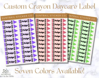 Personalized School Name Label, Crayon Label, Waterproof Daycare and Back to School Label, Dishwasher Safe Water Bottle Label for Daycare