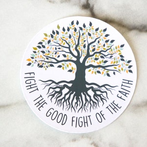 1 Timoteo 6:12 Pegatina, Pelea la buena batalla de la fe Pegatina, Pegatina de la Biblia, PEGATINA DE VINILO IMPERMEABLE, Regalo de pastor, Regalo de la iglesia