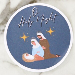 Silent Night Sticker, Christian Christmas Sticker, Christmas Water Bottle Stickers WATERPROOF VINYL STICKER