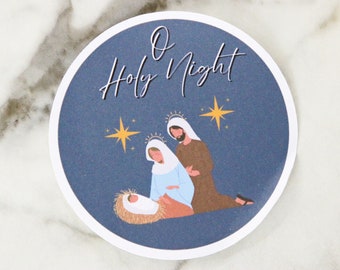Silent Night Sticker, Christian Christmas Sticker, Christmas Water Bottle Stickers WATERPROOF VINYL STICKER