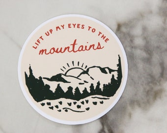 Lift Up My Eyes to The Mountains Sticker, Psalm 121 Sticker, Bible Verse Sticker, Christian Sticker, WATERPROOF VINYL STICKER