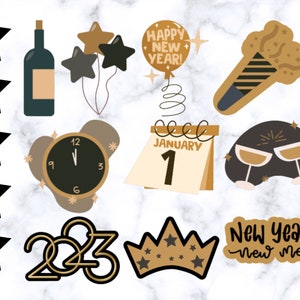 Stickers Nouvel An 2024, Stickers NYE, Stickers Saint-Sylvestre, Stickers découpés