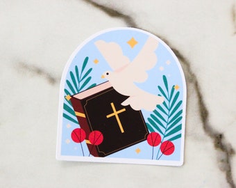 Dove and Bible Sticker, Dove Sticker, Bible Sticker, Bible Journaling Sticker, Small Group Gift, WATERPROOF VINYL STICKER