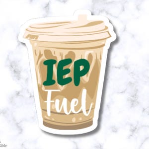 IEP Tank Aufkleber, Sonderpädagogik Lehrer Geschenk, Eiskaffeetasse Aufkleber, wasserfest, spülmaschinenfest