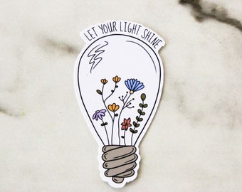 Let Your Light Shine Sticker, Matthew 5:16 Sticker, Lightbulb Sticker, Small Group Gift, Pastor Gift, WATERPROOF VINYL STICKER