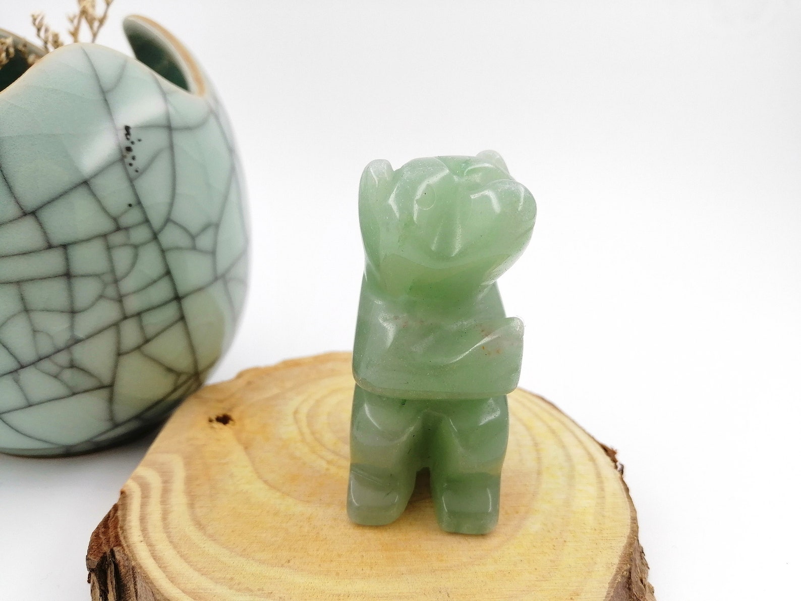 2inch Cute Bear Gemstone Hand Carved Healing Crystals Green Etsy