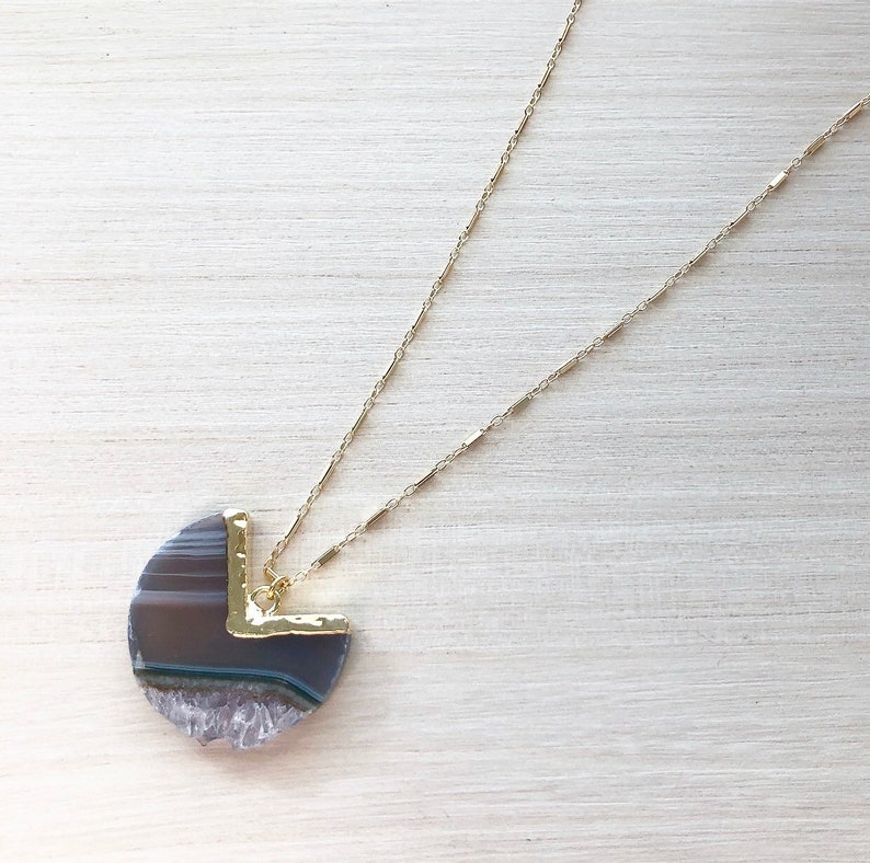 20\u201d Chain Amethyst Slice Necklace on Gold Chain