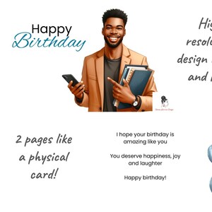 Joyeux anniversaire homme noir blanc carte de voeux imprimable numérique téléchargement immédiat - ballons bleus cadeau ami petit ami mari frère