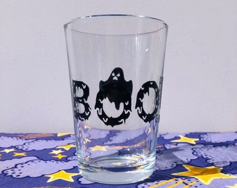 Spooky BOO Ghost, Drinking Glass, Autumn, Fall Decor, Home Decor, Halloween Gifts, Drink Ware, Pumpkin, Witch, Vinyl Stickers, Birthday Gift