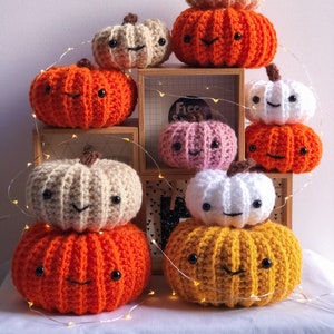Halloween, Crochet, pumpkins, Fall decor, Handmade, pumpkin decor, unique gift, witchy cottage core, birthday, amigurumi plush squish plush image 1
