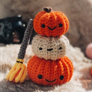 Halloween, Crochet, pumpkins, Fall decor, Handmade, pumpkin decor, unique gift, witchy cottage core, birthday, amigurumi plush squish plush image 5