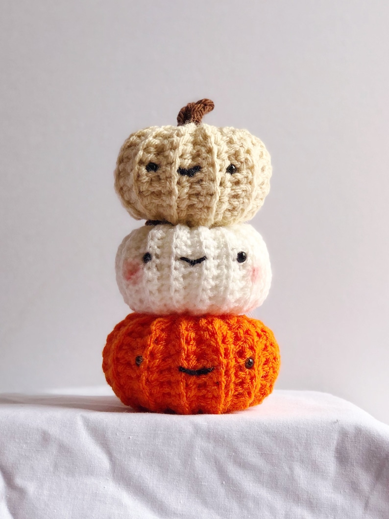 Halloween, Crochet, pumpkins, Fall decor, Handmade, pumpkin decor, unique gift, witchy cottage core, birthday, amigurumi plush squish plush image 9