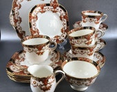 Sutherland Imari England Bone China 19 piece Tea Set Vintage Teacups Cake Plate Snack Plate Creamer