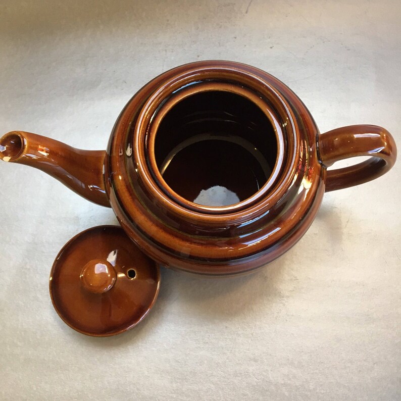 Rare 5 Cup Classic Vintage Green Striped Brown Betty Sadler Teapot