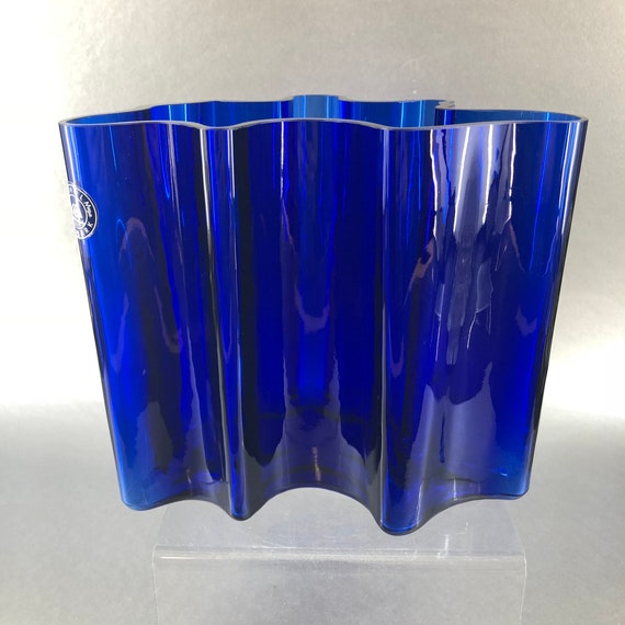 Soholm Denmark Mid Century Modern Cobalt Blue Art Glass Vase Etsy